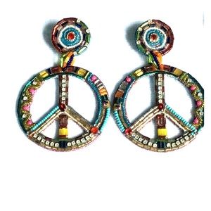 Handmade signed vintage peace earrings